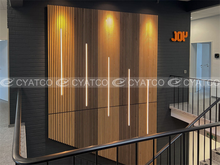 Office Vertical Wood Slat Walls (2)