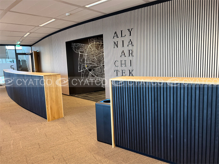 Office Vertical Wood Slat Walls (3)