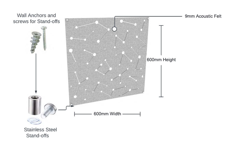 Bespoke Odorless PET Felt Acoustic Panels Square 600*600mm