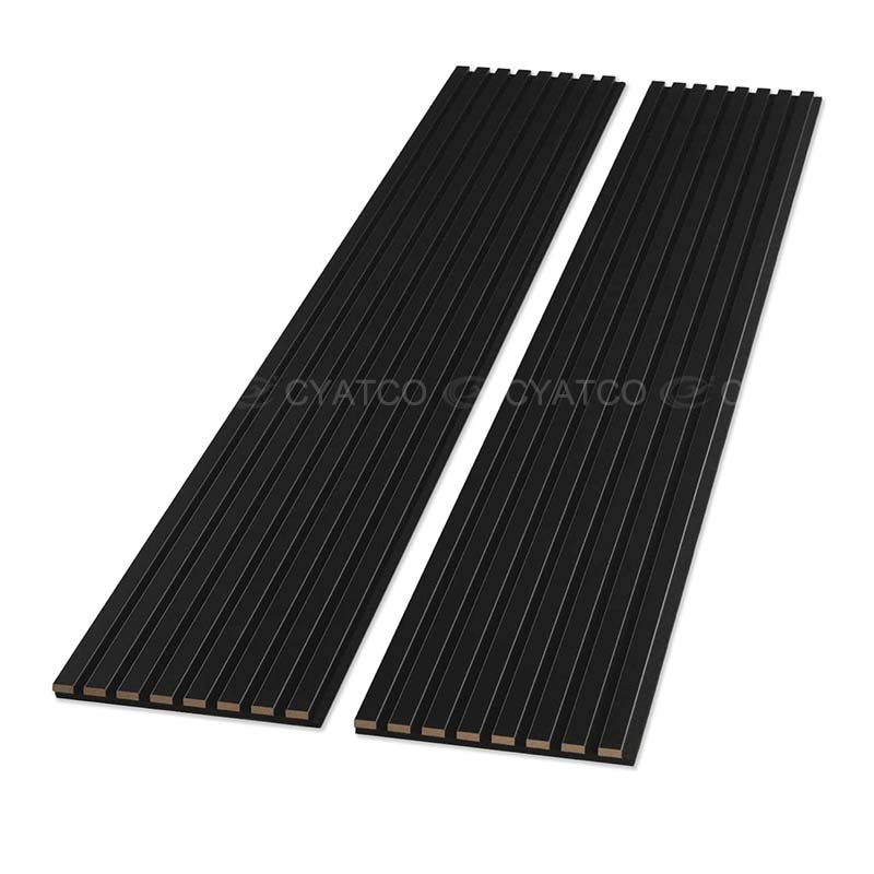 400mm x 2400mm Black Wood Slat Panels Soundproof Paneling