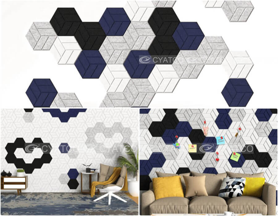 Multicolor Hexagon Acoustic Panels Soundproof Wall Case