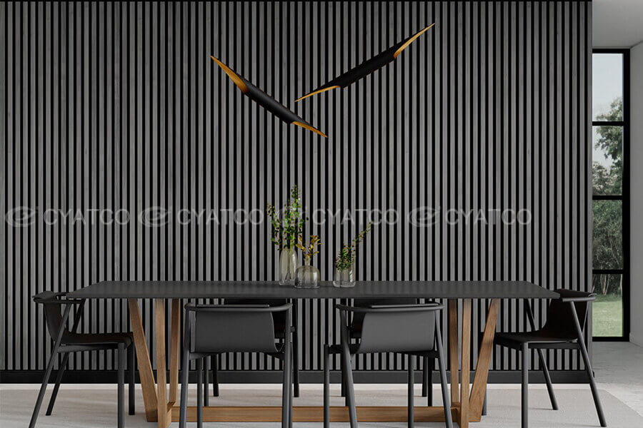 400mm x 2400mm Grey Wood Slat Panels Soundproof Paneling