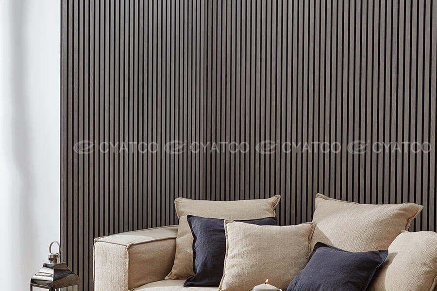 400mm x 2400mm Grey Wood Slat Panels Soundproof Paneling