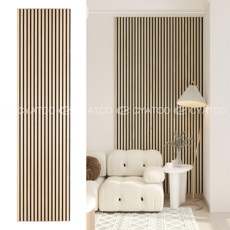 600mm x 2400mm Classic Oak Wood Slat Panels Soundproof Paneling