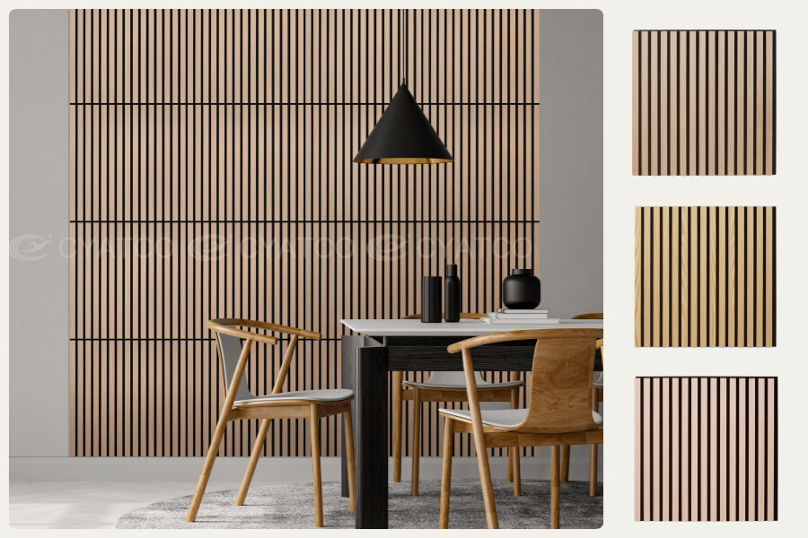 600 x 600 mm Wood Veneer Akupanel 3D Slat Wood Wall Panels for Background Wall