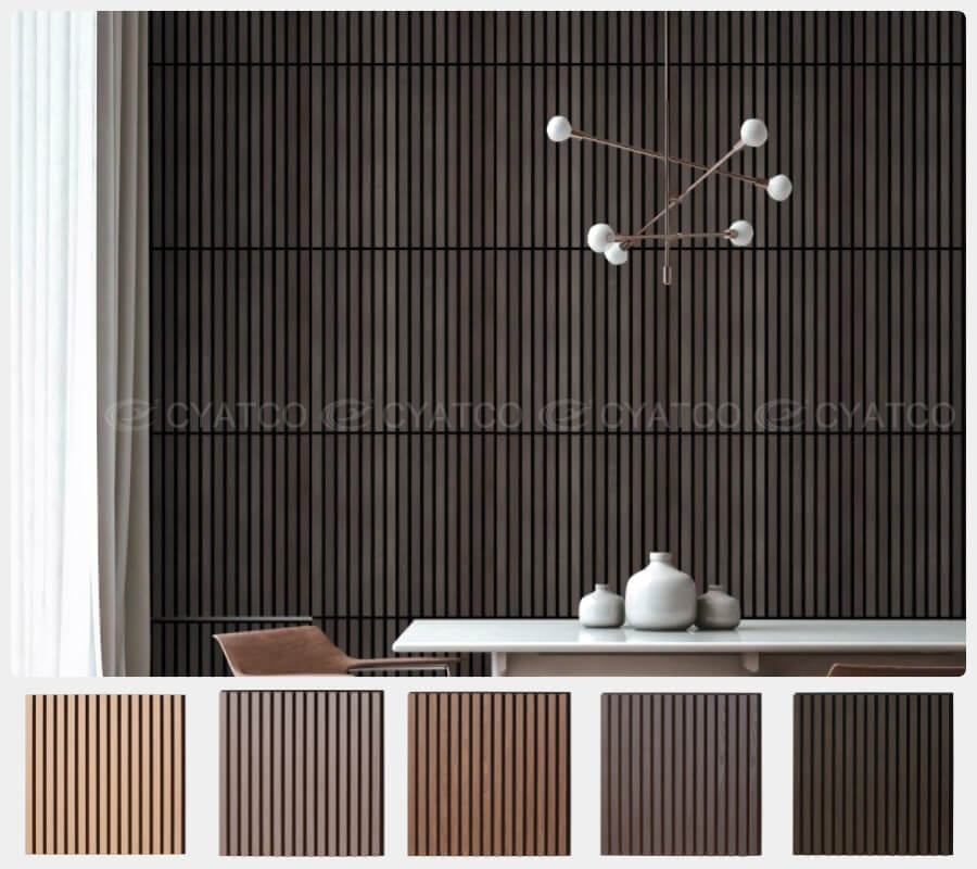 600 x 600 mm Wood Veneer Akupanel 3D Slat Wood Wall Panels  Project Case