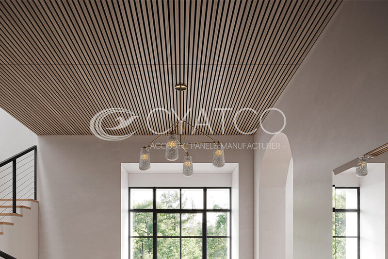 Akupanel-Natural-Oak-Black-Felt-Corridor-Acoustic-Ceiling-Panel