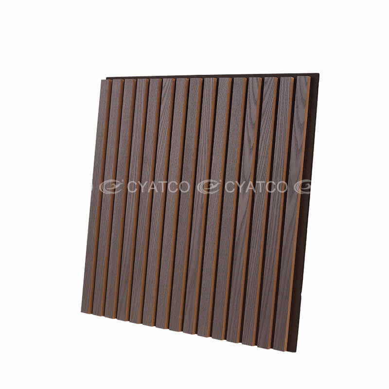 600 x 600 mm Smoked Wood Veneer Akupanel 3D Slat Wood Wall Panels