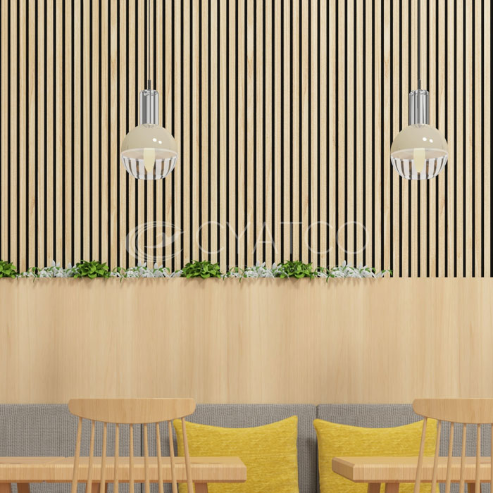 Chinese Restaurant Wooden Sound Absorbing Board in London Detail