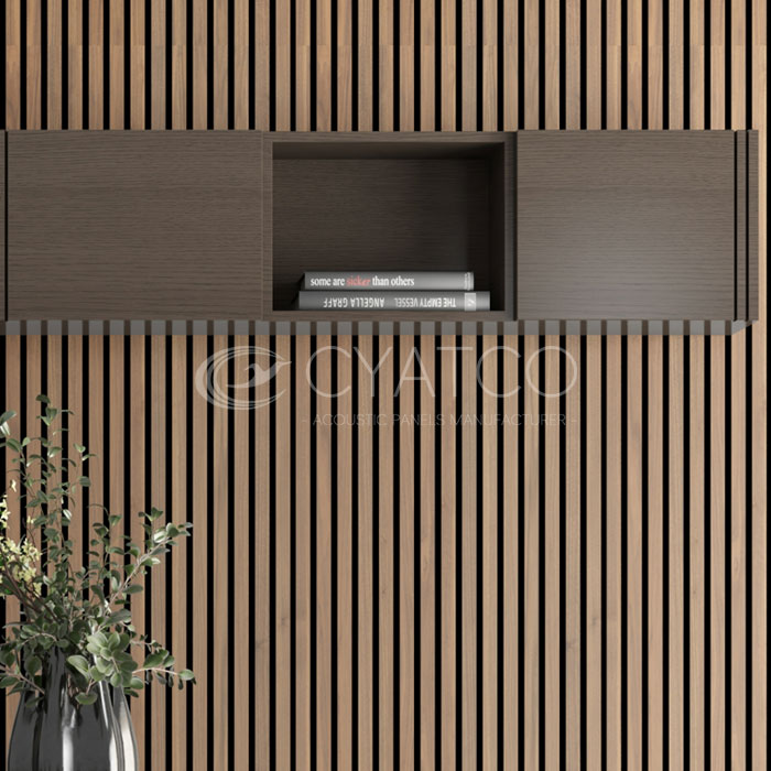 Guildford Dining Room Timber Slat Wall Paneling Case