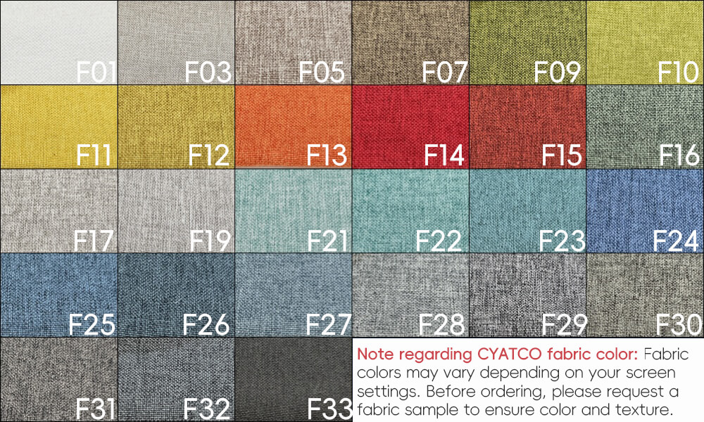 CYATCO Fabric Colors Chart