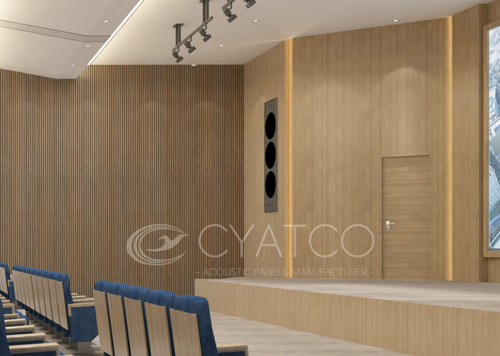 Hotel Auditorium Acoustic Slat Wood Wall Paneling Solutions (4)