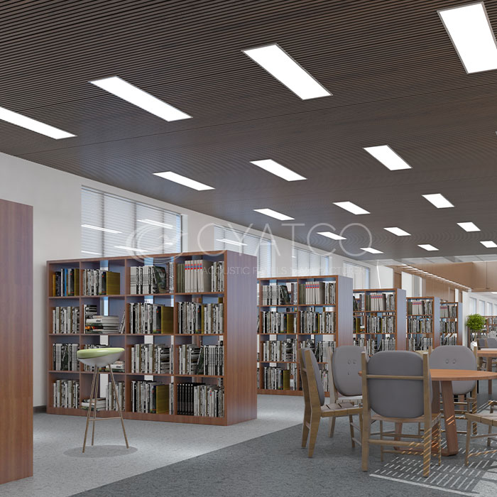 School Library Wood Slat Panel Allows Your Readers to Focus (3)