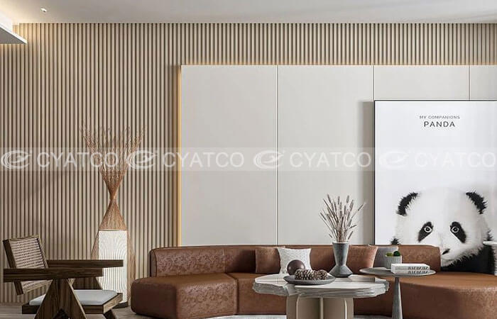 wood slat soundproof paneling _ sofa background wall _ modern light luxury style (1)