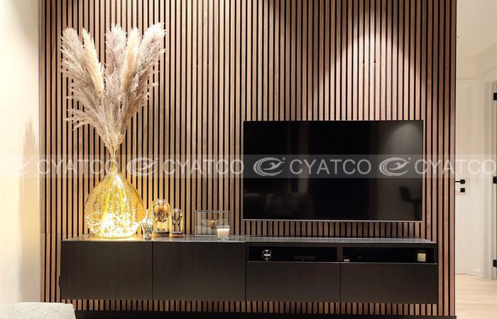 wood slat soundproof paneling_TV background wall_modern minimalist style (2)